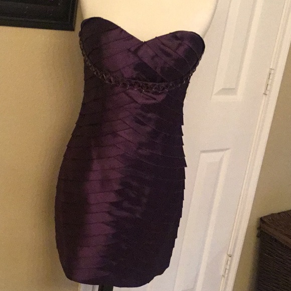 Bebe Purple Strapless Mini Dress - Picture 2 of 8